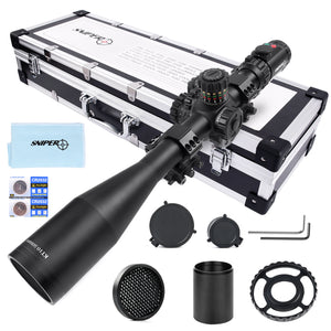KT 10-50X60 SAL Long Range Rifle Scope 35mm Tube Side Parallax Adjustment Glass Etched Reticle Red Green Illuminated with Scope Rings