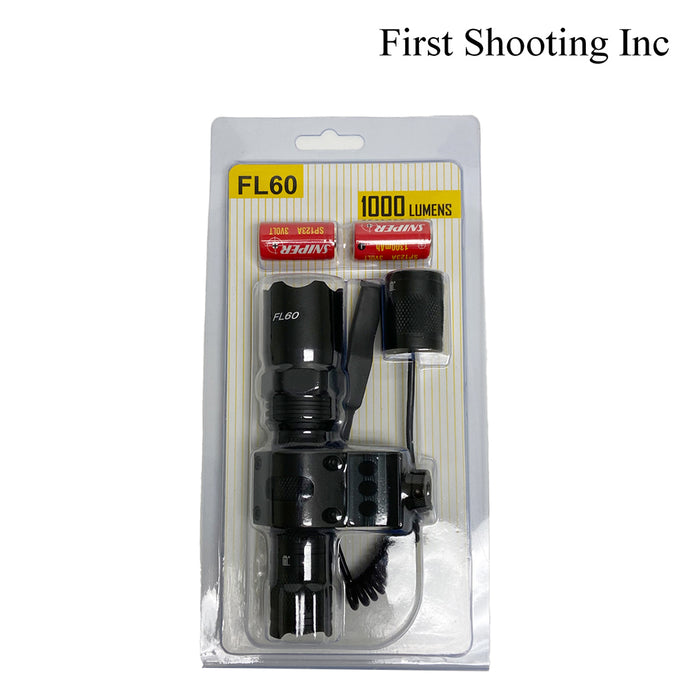 Tactical Flashlight 1000 Lumen LED Light with Picatinny Rail Mount for Outdoor Hunting Shooting