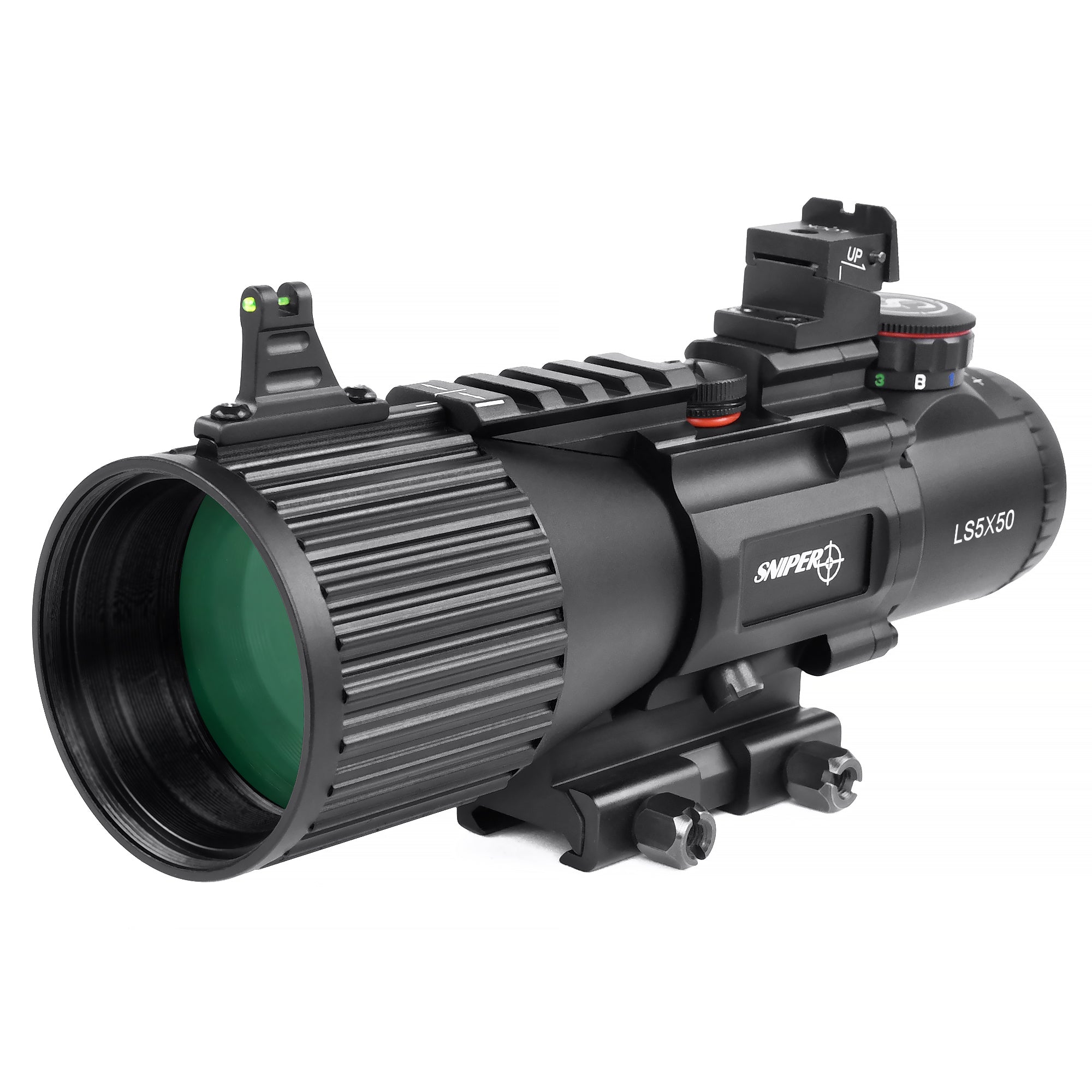 LS 5X50 CB Prism Scope, Red/Green/Blue Illuminated Prism Sight