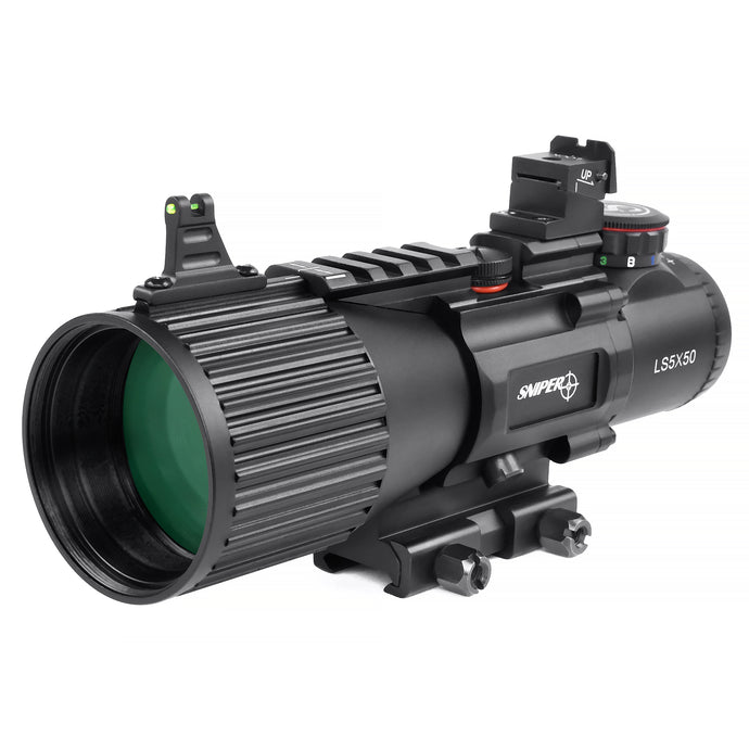 LS 5X50 CB Prism Scope, Red/Green/Blue Illuminated Prism Sight, Compact Prism Scope