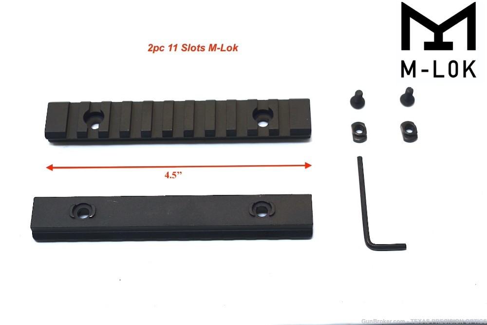 2 PCS 4.5'' M-LOK 11 slots Picatinny Rail Section Aluminum Black