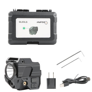 Sniper GL03 Green Dot Sight & 200LM LED Flashlight 20mm Rail with USB Rechargeable Battery