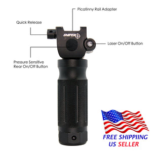 Sniper GP01G Tactical Vertical Foregrip - 1000 Lumen LED Flashlight Green Laser Fit 20mm Picatinny Rail Mount