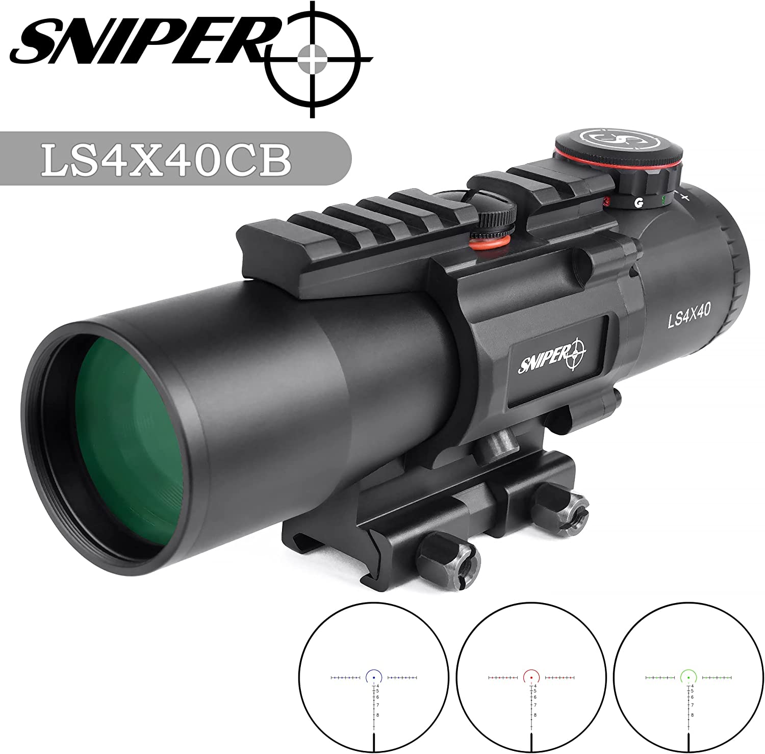 Prism Scope LS 4X40 CB Red/Green/Blue Illuminated Reticle