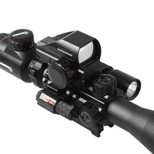 Load image into Gallery viewer, Sniper ST 4-16x50 Scope Combo includes Red Laser Sight LED Flashlight and Holographic Dot Sight