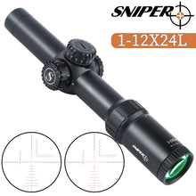 Load image into Gallery viewer, Sniper KT 1-12X24 SAL Rifle Scope 35mm Tube Glass Etched Reticle Red Illuminated with Scope Rings