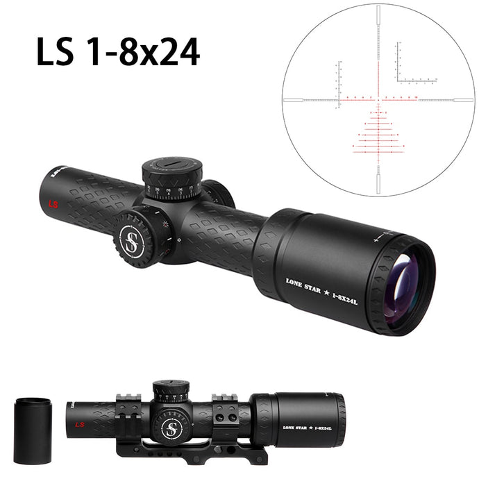Sniper LS 1-8X24 WA Scope 35mm Tube with Red Illuminated Reticle