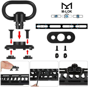 2 PCS M-LOK QD Sling Swivel with Rail Adaptor for M-LOK Handguard