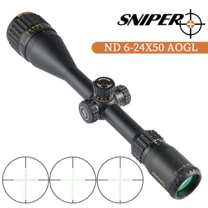 Sniper NT-HD 6-24X50AOL Scope 1 INCH Tube with Red, Green Illuminated Reticle
