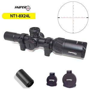 Sniper NT-HD 1-8X24 Tactical Rifle Scope Red Illuminated Reticle