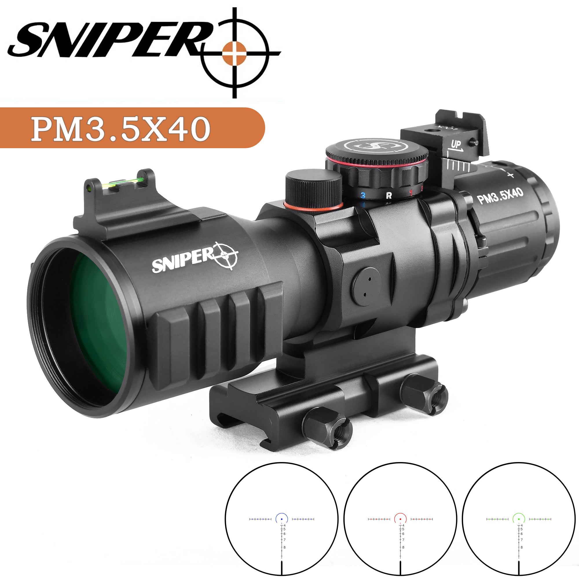Sniper GII PM3.5X40 Prism Scope with Red, Green Illuminated Rapid