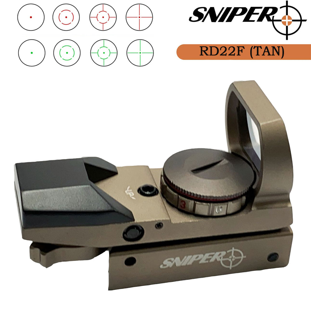 Sniper RD22F(TAN) Red Dot Red and Green Reflex Sight with 4 Reticles