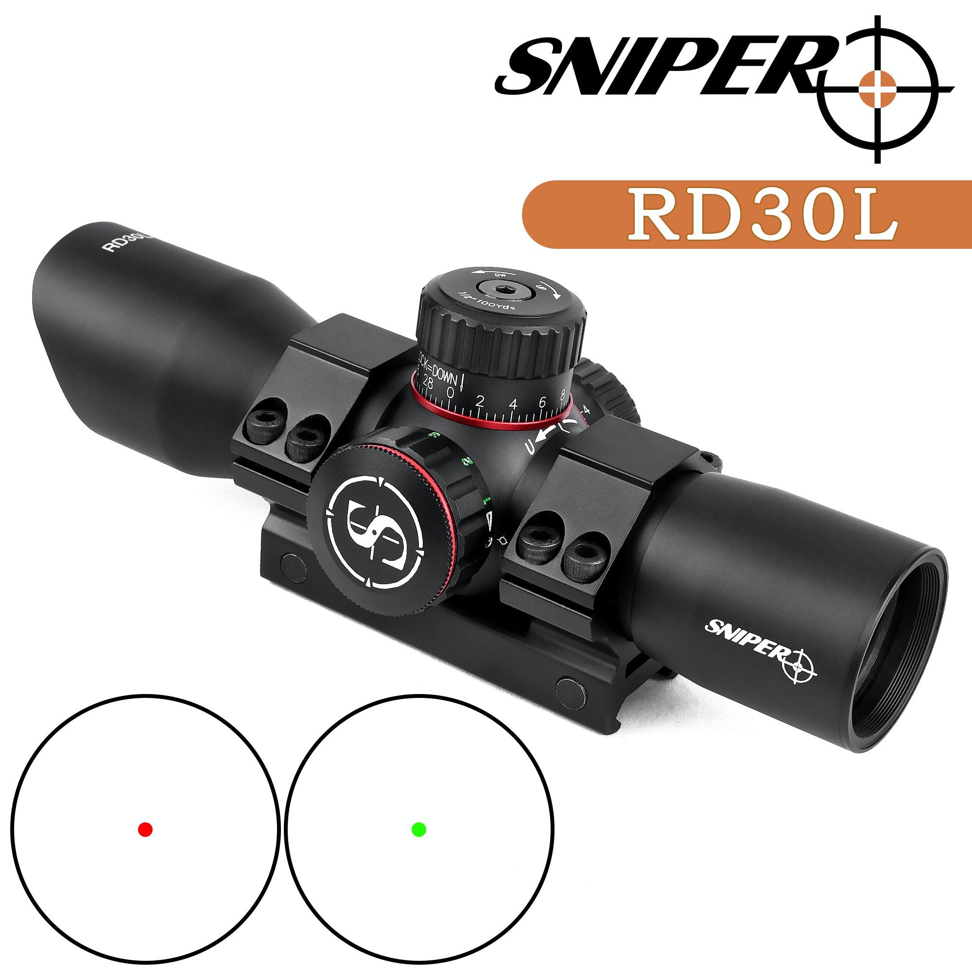 Sniper RD30L 3MOA Red & Green Dot Sight Fits 20mm Picatinny/Weaver