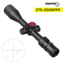 Load image into Gallery viewer, Sniper ZT 5-25x50 FFP First Focal Plane (FFP) Scope with Red/Green Illuminated Reticle