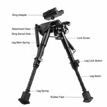 Load image into Gallery viewer, Pivot Tilting Rifle Bipod 6&quot; to 9&quot; Spring Return Hunting Bipod