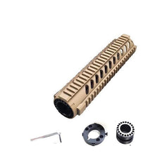 Load image into Gallery viewer, Tan Quad Rail 10&#39;&#39; Free Floating Mid Length Handguard Rail