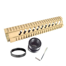 Load image into Gallery viewer, Tan Quad Rail 10&#39;&#39; Free Floating Mid Length Handguard Rail
