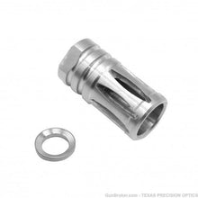 Load image into Gallery viewer, A2 Stainless Steel Flash Hider Birdcage Muzzle Brake AR15 1/2x28 USA Made