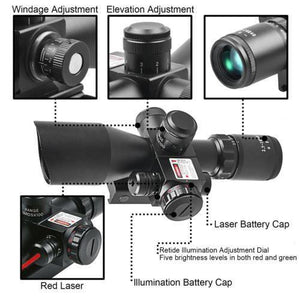 ST 2.5-10x40 Tactical Rifle Scope Combo R/G Mil-dot illuminated Green Laser with Red Dot Sight
